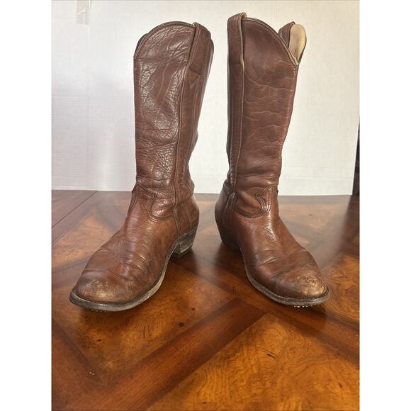 Full Leather Stewart Boot Co Rustic Brown Men’s 9EE Cowboy Ranch Hand Made Boot - Picture 3 of 16